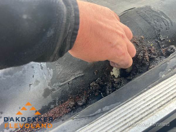 Schade aan bitumen dakbedekking op plat dak in Flevoland Schade aan bitumen dakbedekking op plat dak in Flevoland